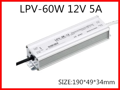 Водонепроницаемый Импульсный источник питания IP67 для светодиодного привода 60 Вт