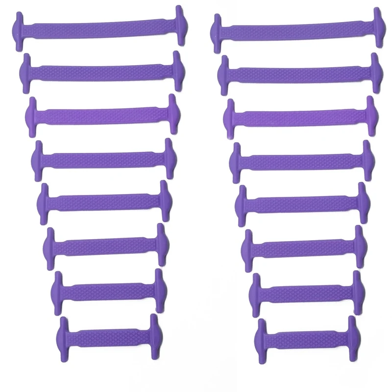 Purple 16 шт. эластичные шнурки, силиконовые шнурки для обуви, без завязок, высокое качество, для детей, взрослых, резиновая обувь, кружевные уличные кроссовки, быстро ленивые шнурки - Цвет: Purple