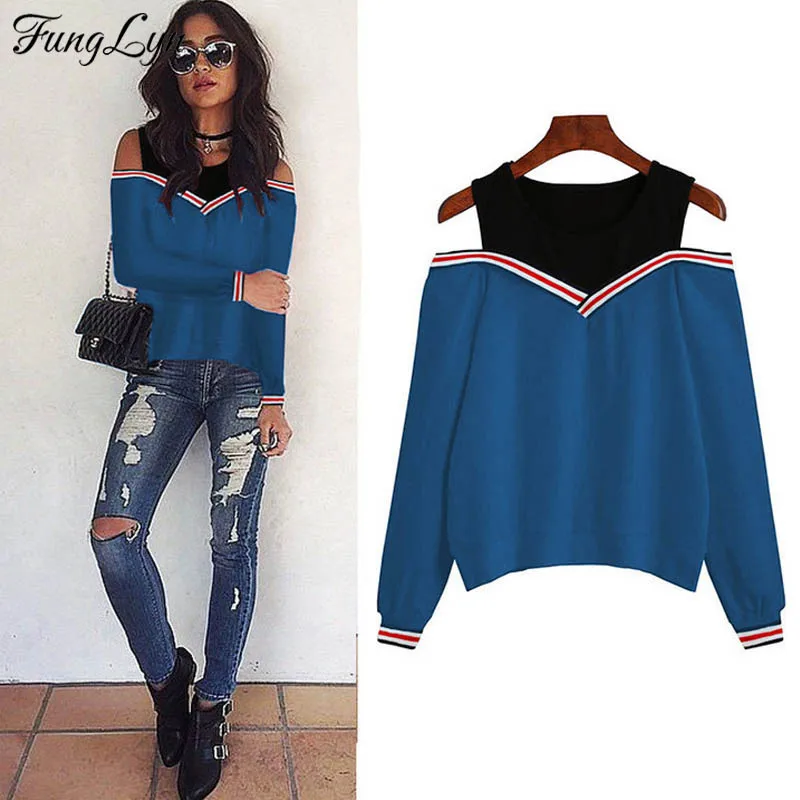 FLD162 с открытыми плечами поддельные из двух частей Уличная пуловер Толстовка Kpop