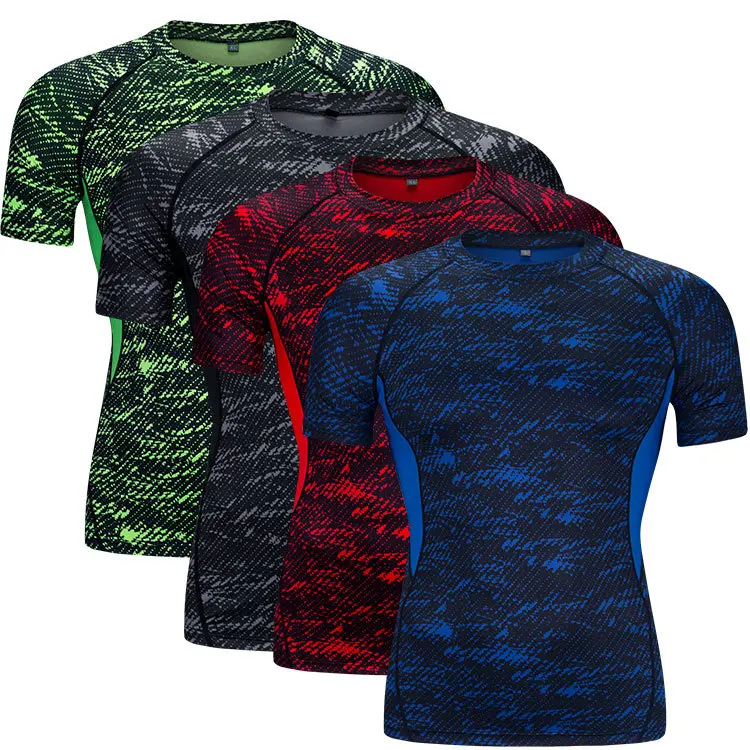 

Sports elastic tights, basketball fast drying breathable shirts, fitness short sleeved athletic shirts training Gym shirt