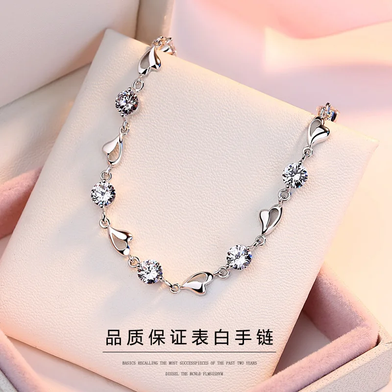 

925 Silver Bracelet Female Korean Version Couple's Simple Personality Birthday Gift to Girlfriend