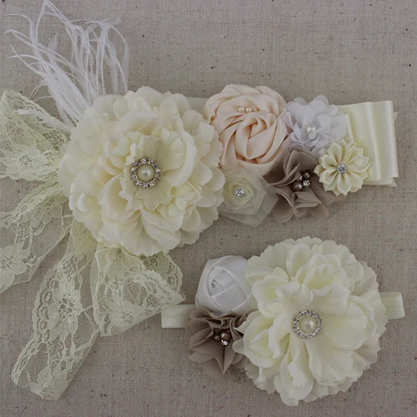 1 комплект цвета слоновой кости белые тканевые пионы цветы пояс для маленьких