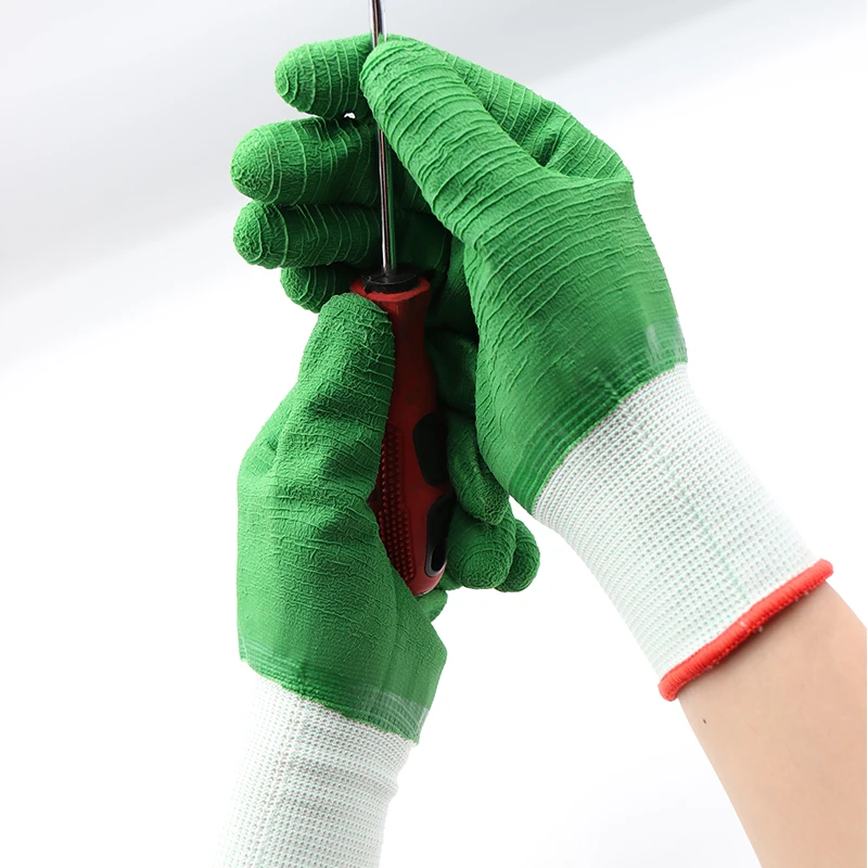 1 пара нейлоновые волнистые защитные перчатки с полным клеем маслостойкие