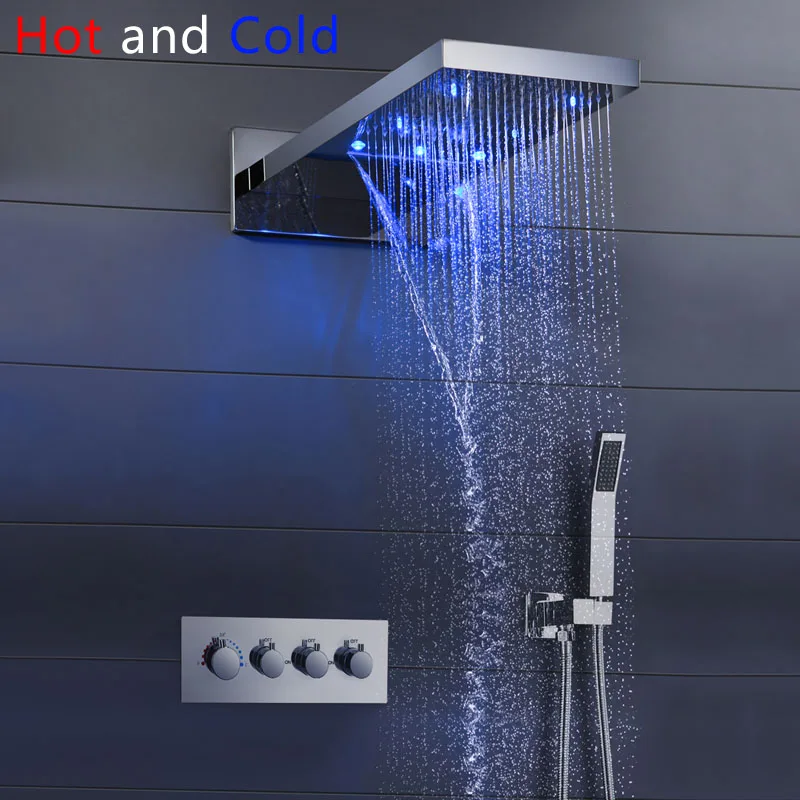 825001X-Thormastatic DCAN светодиодный набор для душа 2" водопад контроллера Smart Душ Системы массаж Смесители Для ванны и душа - Цвет: 825001X-Thormastatic