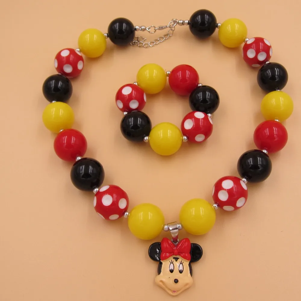 Популярные комплекты ювелирных изделий для девочек ожерелье из бусин браслет