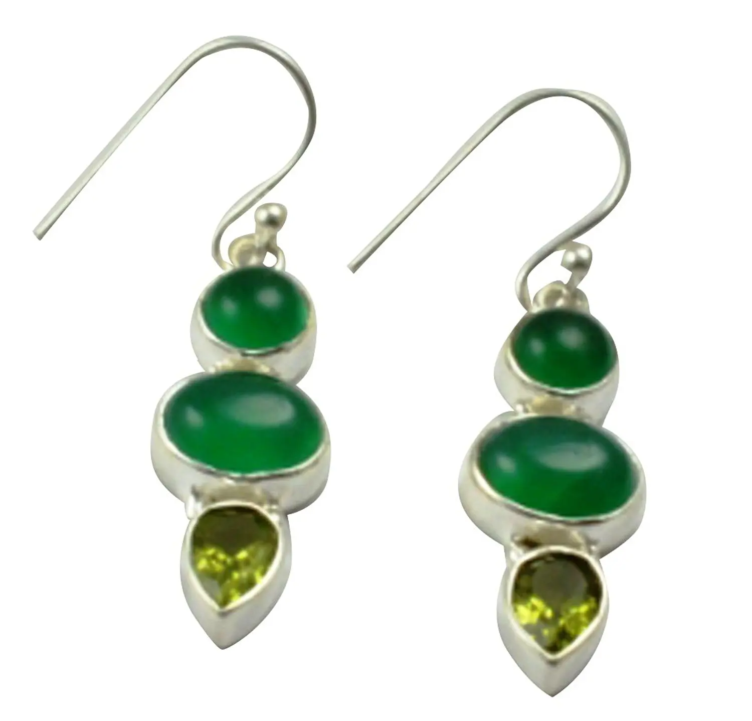 Серьги LoveGem из натурального зеленого оникса и аметиста ювелирные изделия