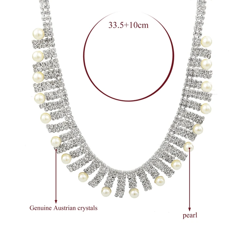 Ожерелье из искусственного жемчуга ожерелье серебряного цвета с кристаллами