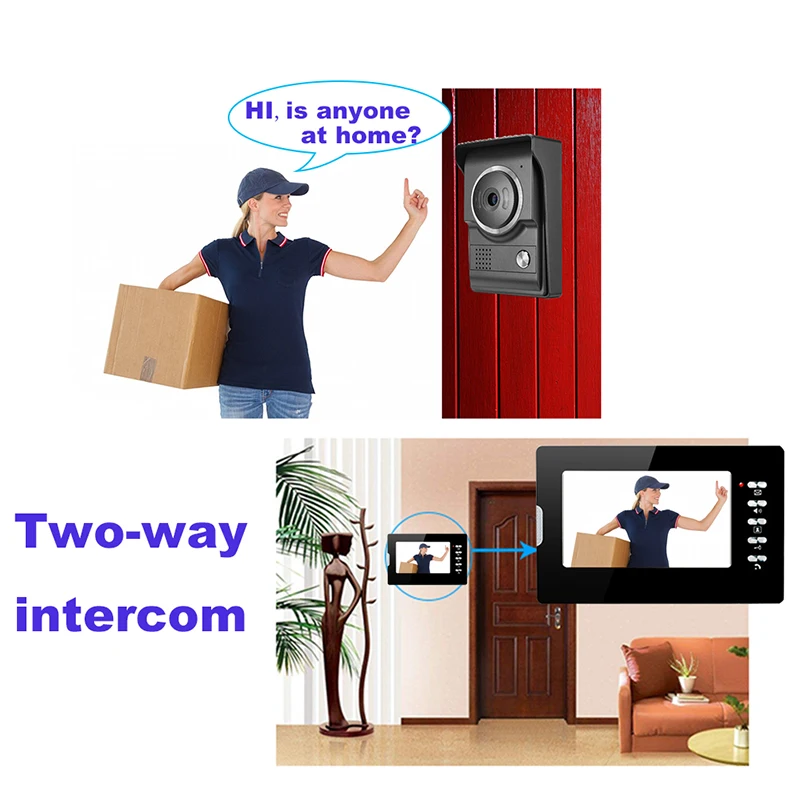 Проводная система связи с цветным экраном 7 дюймов комплектом дверных звонков и