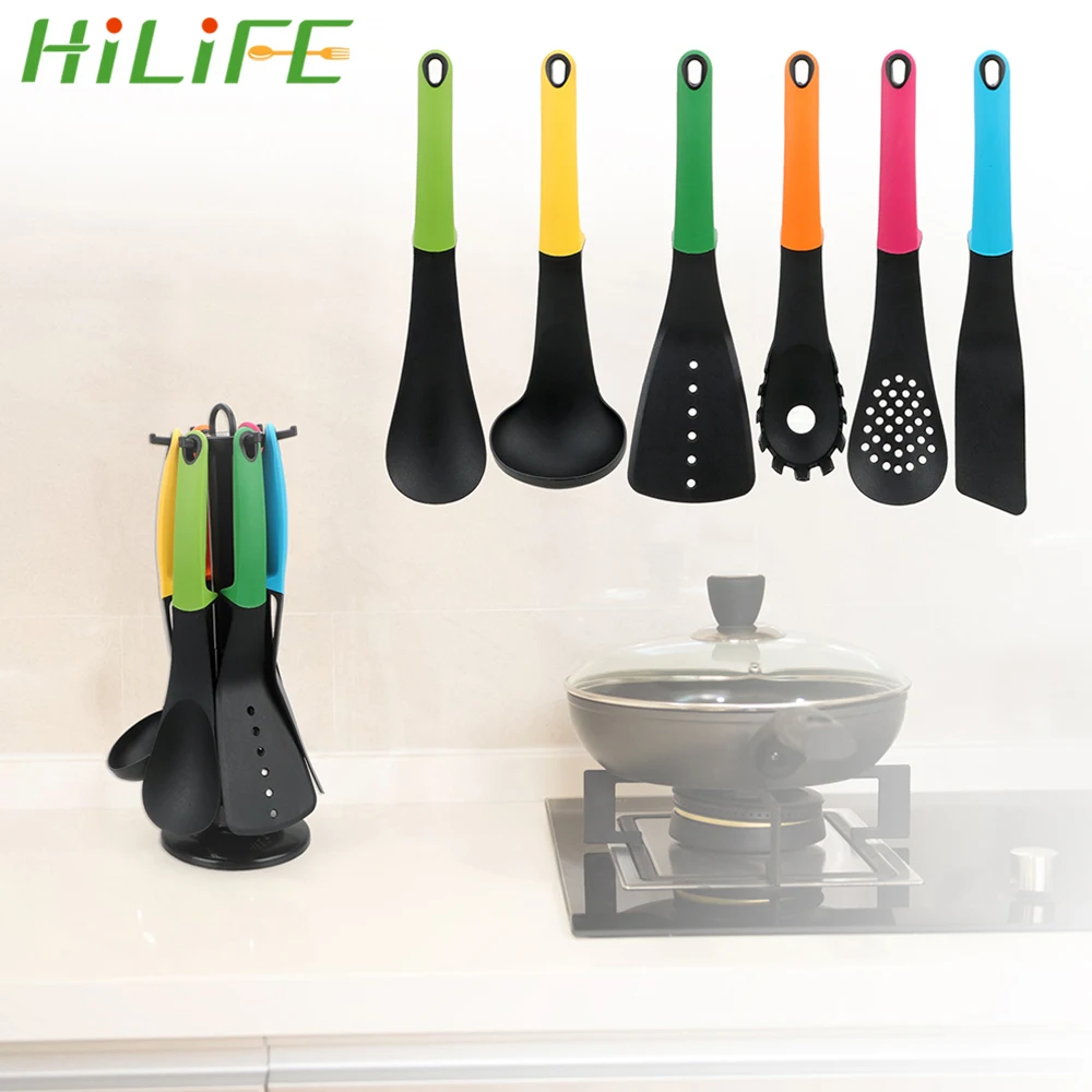 

HILIFE 6 шт./партия нейлоновая кухонная утварь, плоский шпатель, дуршлаг для супа, кухонные инструменты, антипригарная кухонная утварь, кухонны...