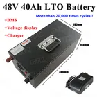 Литий-титановый аккумулятор 20 000 циклов, 48 В, 40 Ач, 2,4 В, аккумулятор лто с быстрой зарядкой BMS для солнечной батареи, лодки, машины + зарядное устройство 5A