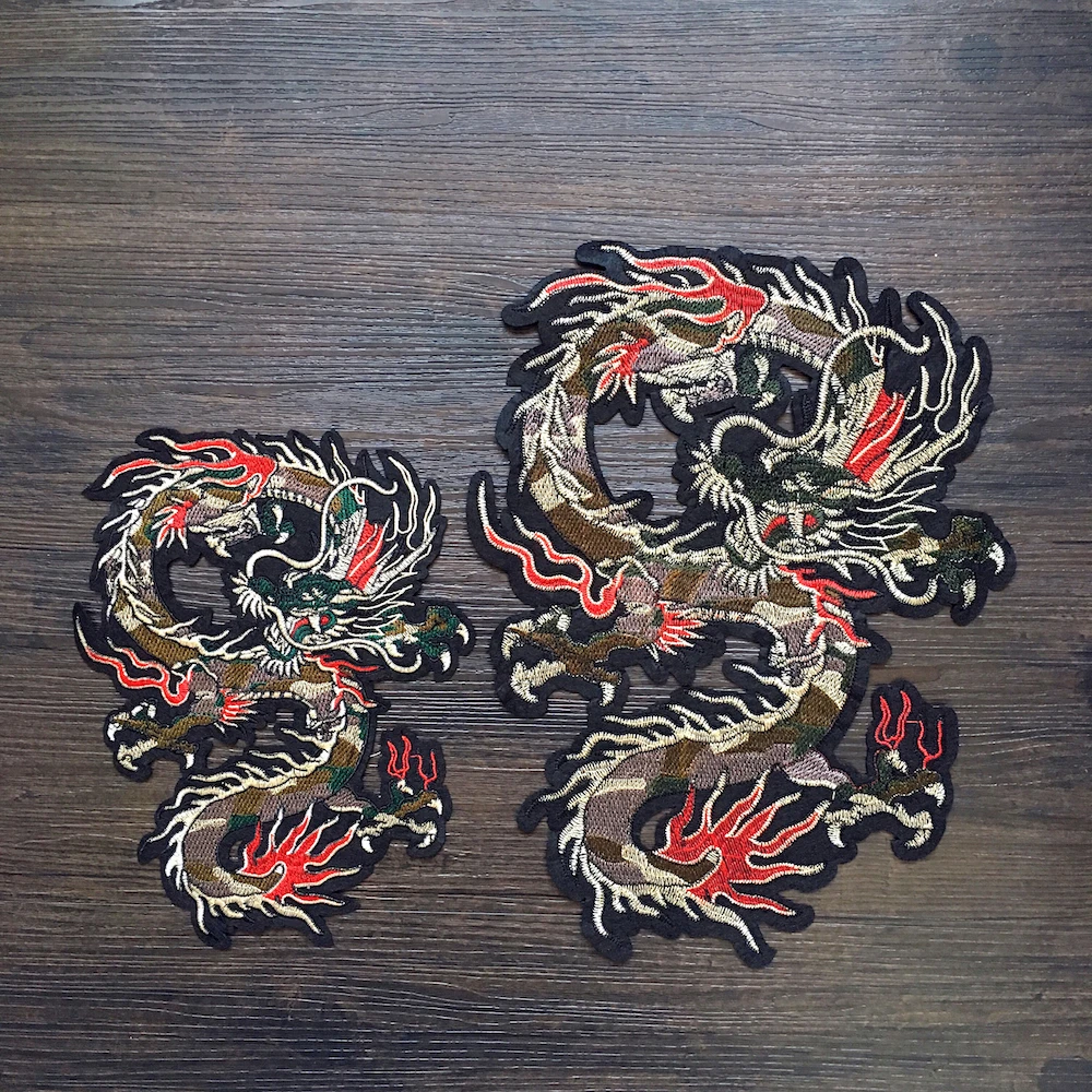 1 шт. зеленые камуфляжные крутые нашивки с вышивкой дракона пришиваемые тканевые