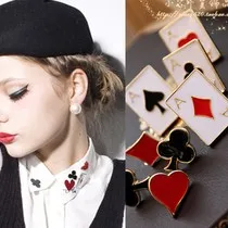 

New Jewelry Wholesale Cute And Funny Modern Poker Suit Small Brooch / Collar Poker Brooch Unique Gifts