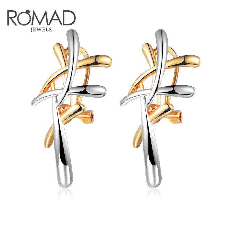 Серьги гвоздики Romad двухцветные с крестом женские креативные Модные Винтажные