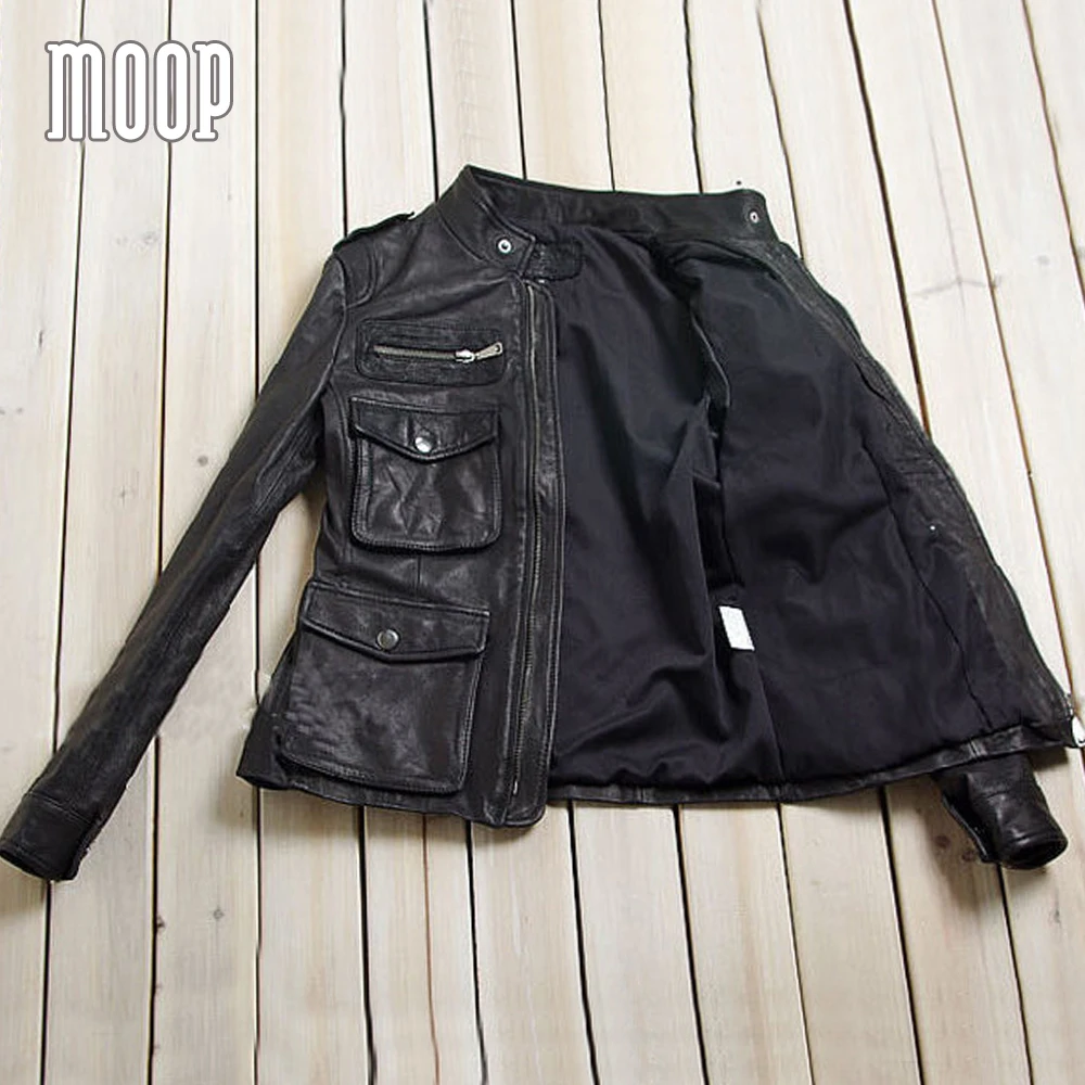 Черные Куртки из натуральной кожи женские мотоциклетные куртки овечьей jaqueta couro