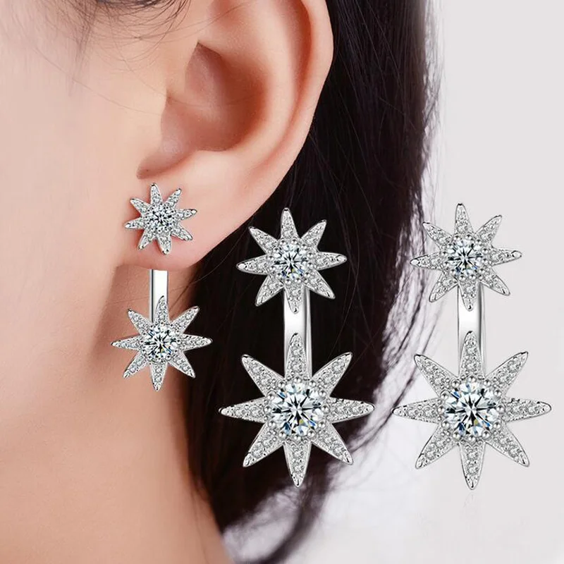 Серьги гвоздики женские из серебра 925 пробы с фианитами|Серьги-гвоздики| |