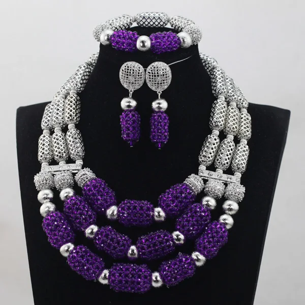 Невероятные фиолетовые хрустальные бусы наборы нигерийских африканских