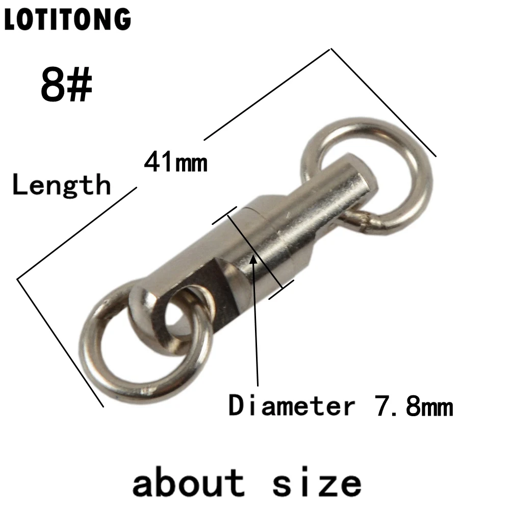Size 8 Lotitong 10 шт./лот Нержавеющая сталь тип столбца вращающееся кольцо подшипника поворотной Рыбалка поворачивается Крюк Приманка Разъем рыбы Интимные аксессуары - Цвет: Size 8