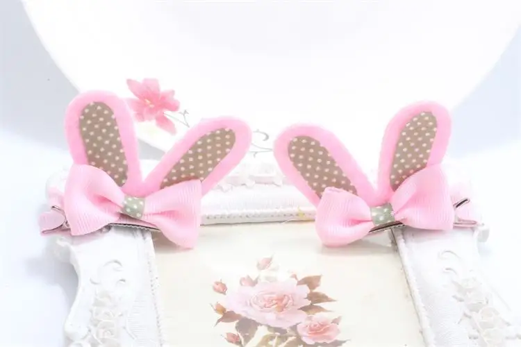 2Pcs New Children's Cute Colorful Dot Bunny Rabbit Ears Hirpin Baby Girls Princess Hair Clips For Children Acessorio De Cabelo T | Детская