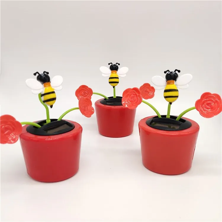 Red flower bee Украшение дома солнечные танцы игрушечный автомобиль орнамент детские игрушки цветок бабочка пчела творческий подарки для автомобилей 1 шт - Цвет: Red flower bee