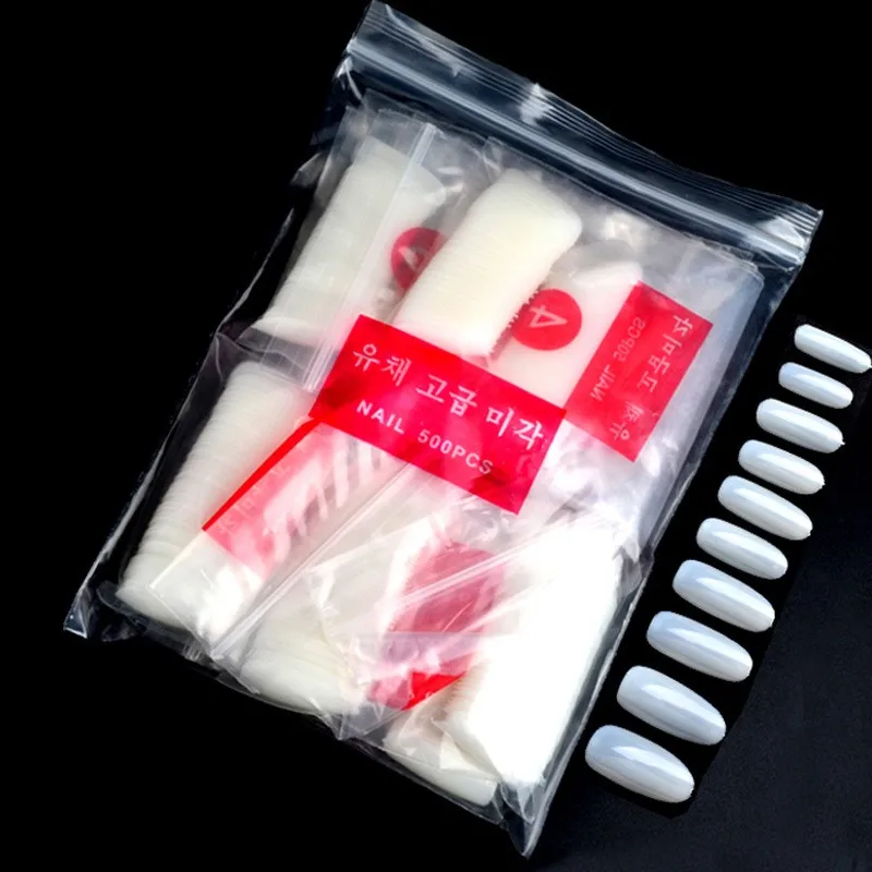 500 шт. овальные Типсы для ногтей натуральный прозрачный акриловый накладной