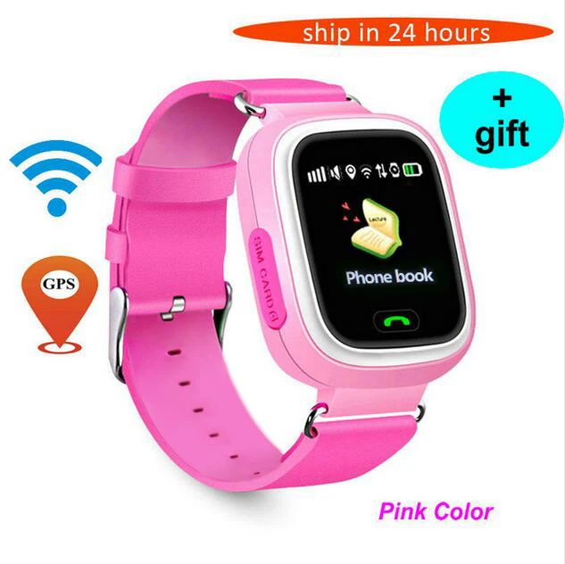 Pink Q90 gps телефон позиционирования Дети Смарт часы Сенсорный экран wi fi SOS Smartwatch безопасный для детей - Цвет: Pink