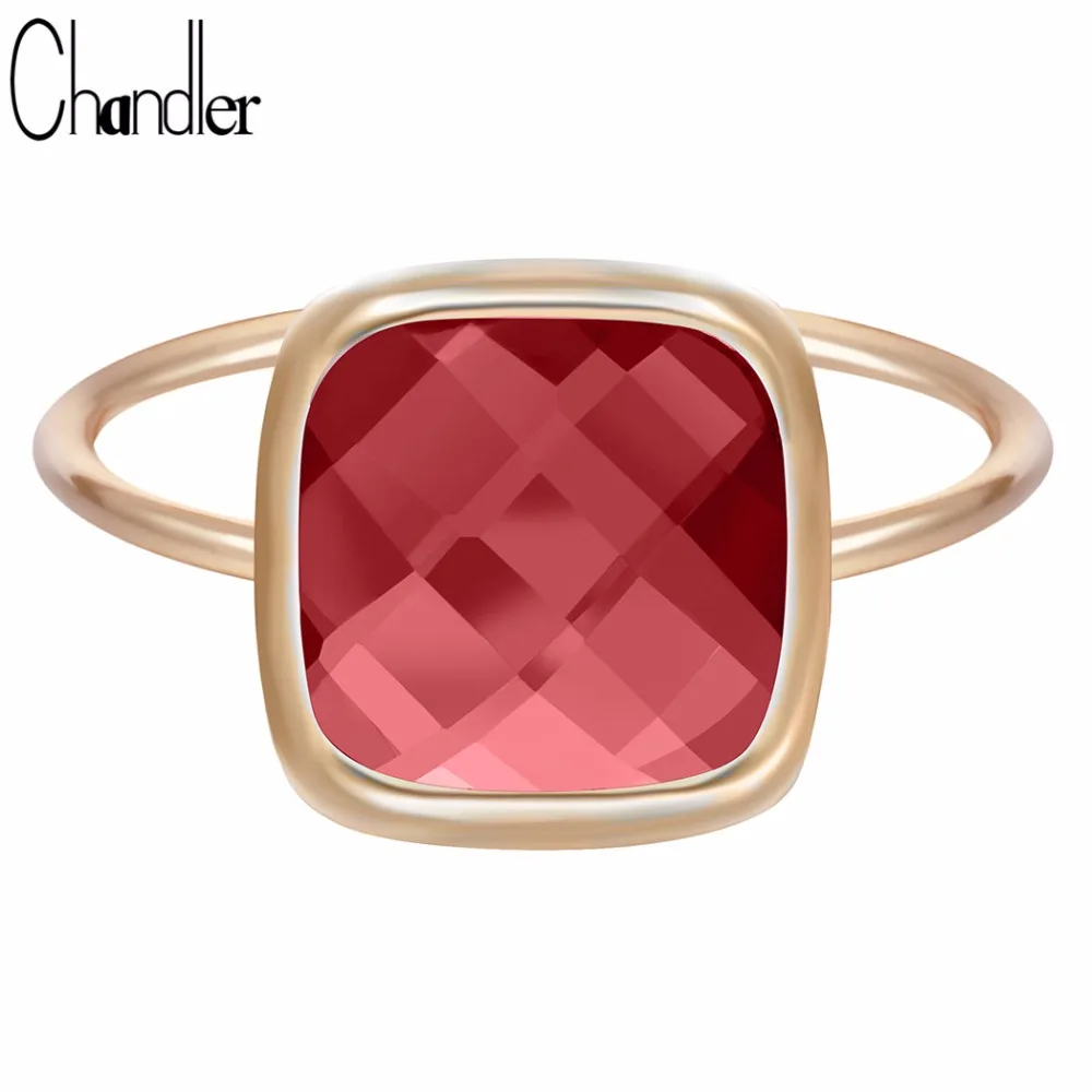 Женские квадратные кольца Chandler ярко красные цвета шампанского с кубическим
