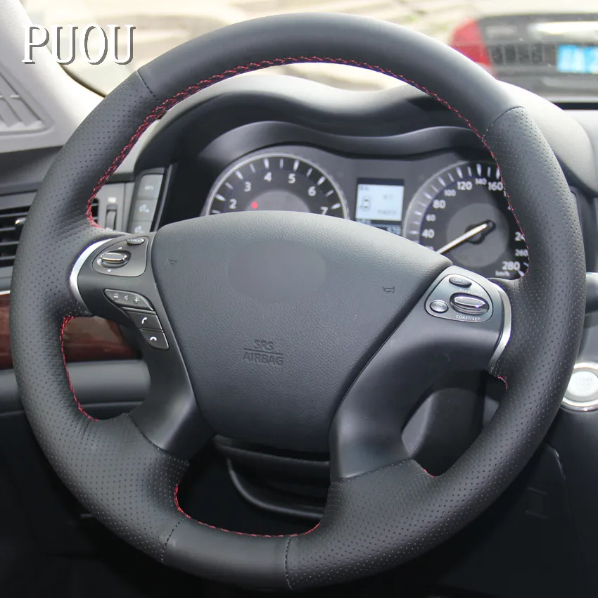 Чехол на руль автомобиля из черной кожи прошитая вручную для Infiniti JX35 M35 M25 M56 Q70 QX60