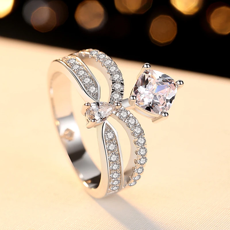 Женское Обручальное Кольцо 1.2ct с квадратной огранкой CZ ювелирное изделие из
