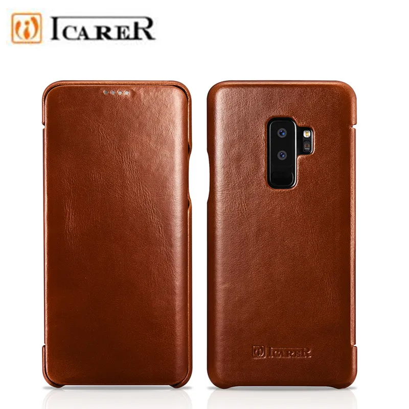 S9 Plus чехол для Samsung S8 iCarer Винтажный из натуральной кожи с откидной крышкой s10 note 8 9