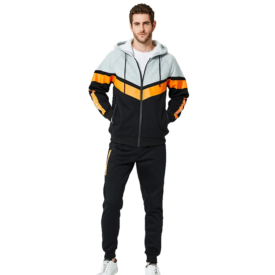 Мужские комплекты модные толстовки спортивный костюм толстовка с капюшоном +