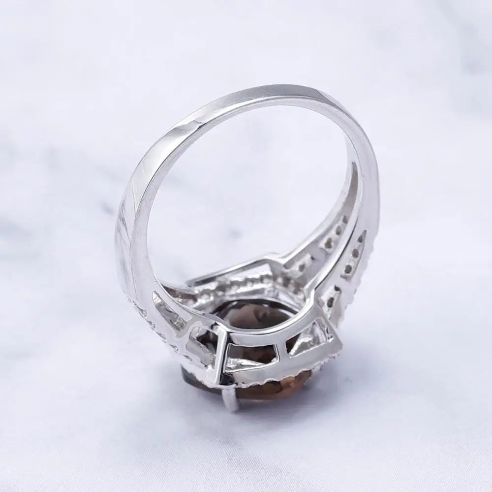 Gem's Ballet 4.40Ct Подушка природный дымчатый Ювелирное кольцо с кварцем для женщин стерлингового серебра 925 Коктейльные кольца ювелирные украшения