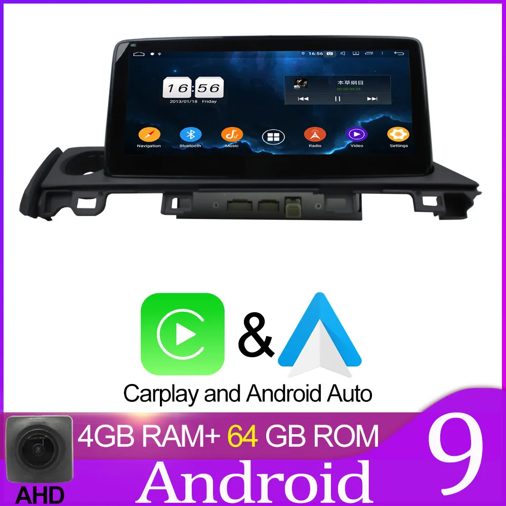 64GB carplay Owtosin автомобильный Радио Мультимедиа Видео плеер навигация gps Android 9,0 для MAZDA 6 автомобиль 4 Гб ram 32 Гб rom - Цвет: 64GB carplay
