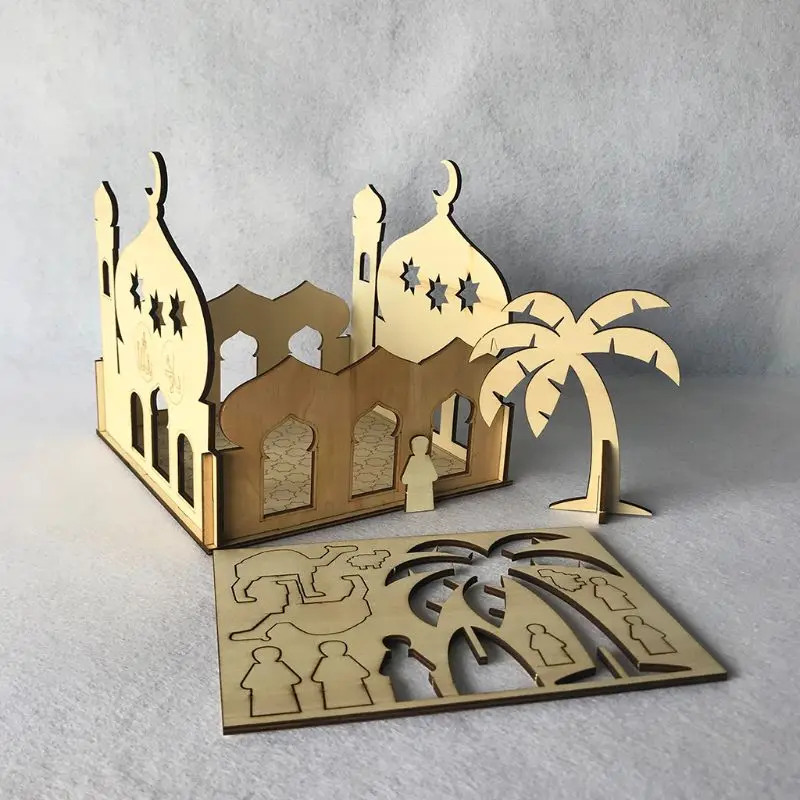 Деревянный ИД Мубарак Рамадан украшение для домашней вечеринки Мусульманский