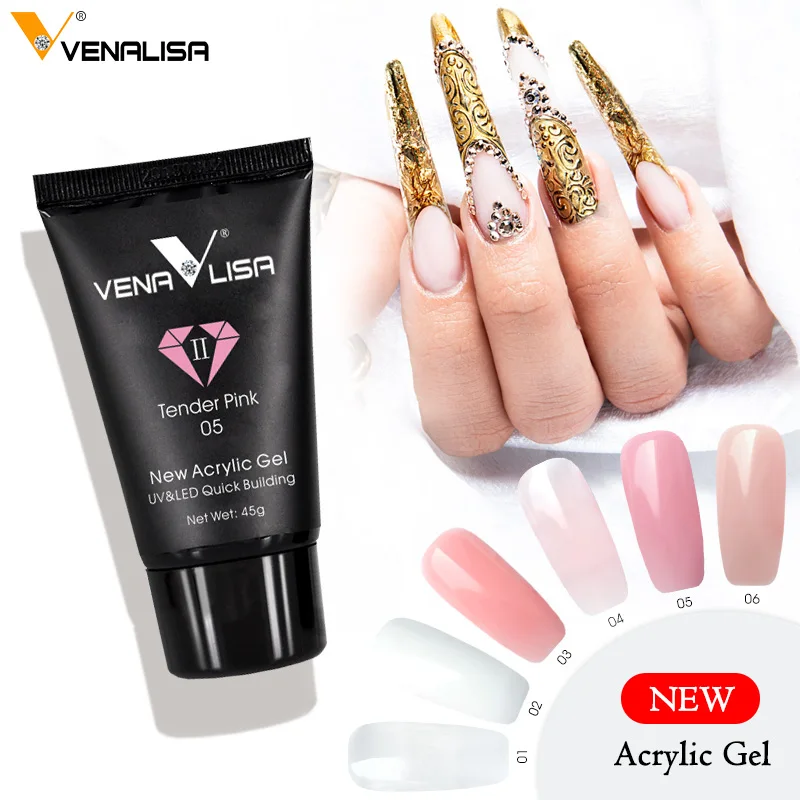 Venalisa, объем 45 г, дизайн ногтей, УФ-гель, Гель-лак для наращивания ногтей, прозрачный, Кристальный, камуфляжный, прозрачный, удлиненный, акриловый гель