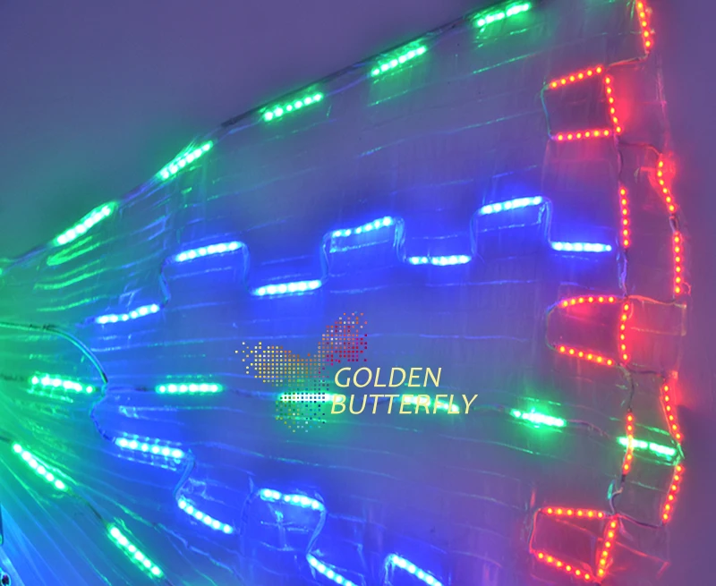 LED крылья светящиеся 2017 Модные женские красочные бабочки шоу одежда легкое