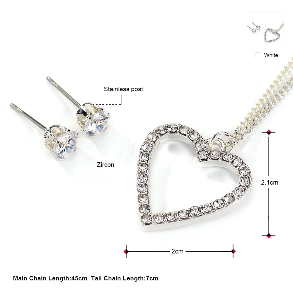 Neoglory CZ кубический цирконий в форме сердца Свадебные Модные Ювелирные наборы