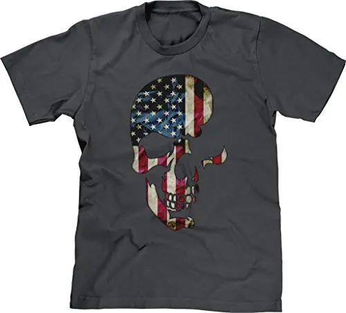 Мужская Футболка Череп с Американским Флагом Отпечаток Мужской Футболки|t-shirt