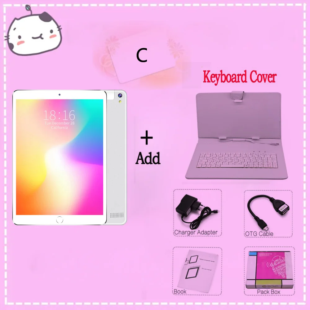 Add Keyboard BDF, 10,1 дюймов, Android 7,0, четыре ядра, 1920x1200, ips, планшетный ПК, 4 Гб+ 64 ГБ, Wi-Fi, ноутбук, 3G, две sim-карты, вкладка для телефонных звонков, планшеты для ПК - Комплект: Add Keyboard