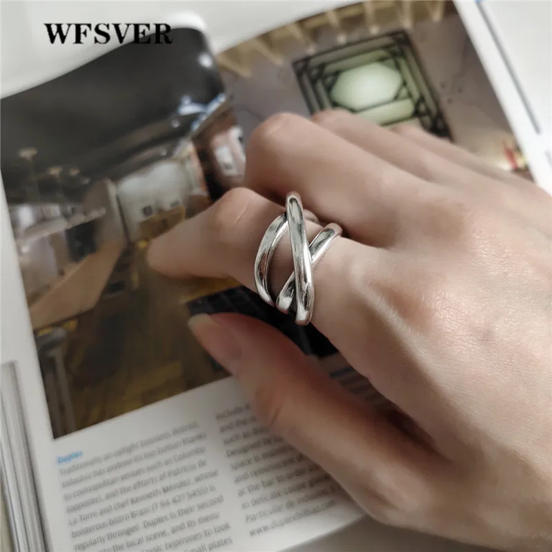 WFSVER корейский стиль кольцо из стерлингового серебра 925 Двухслойное