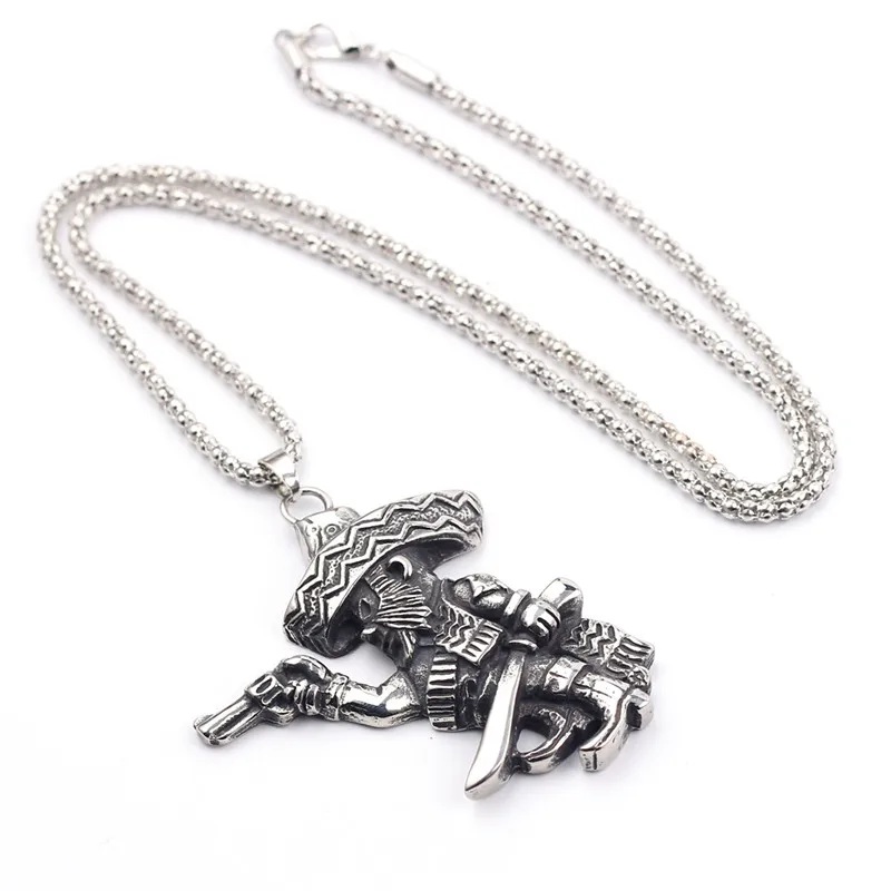 Готический Винтаж Пиратский пистолет капитан кулон ожерелье панк Длинная