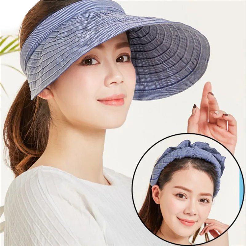 

Women Summer Beach Hat & Hairband Outdoor Cotton Sun Cap Hair Accessory