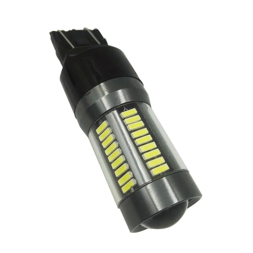 

Yushuangyi 2pcs 7443 P21W T20 66led 4014 Chips 6000K White Car Tail Bulb Brake Lights Reverse Lamp DRL Car Tail Bulb