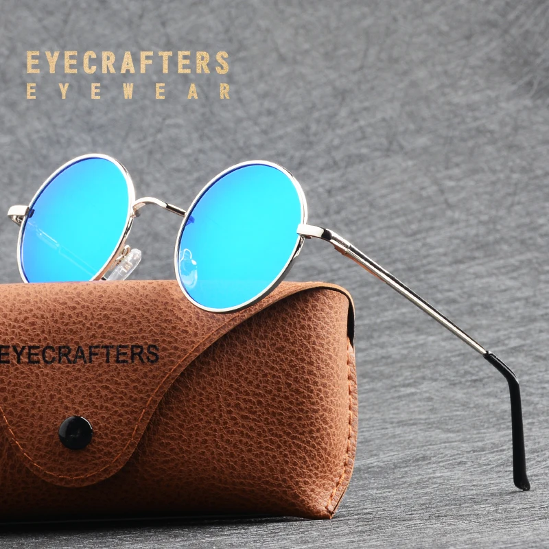 Eyecrafters круглые поляризованные металлические Винтажные Солнцезащитные очки в