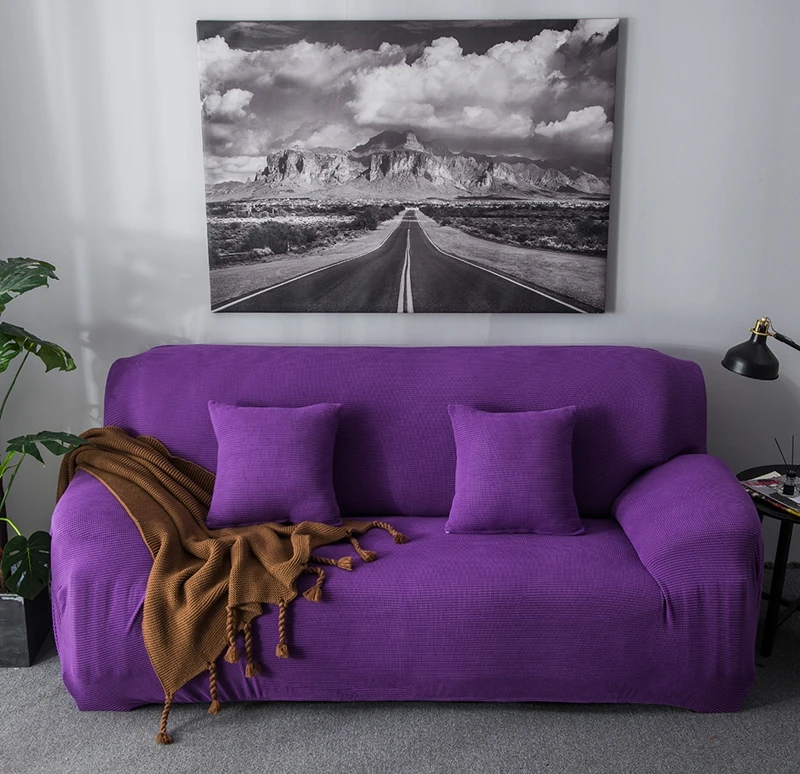 Purple/gray/white/black Solid Color Elastic Spandex Sofa Cover Universal Solid Color Stretch Couch Slipcover Funda Sofa