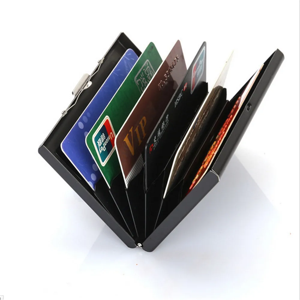 

Black Metal RFID Blocking Wallet Anti-Scan Contactless Credit Card Holder Bank Card Protect Case Portable Purse for Card