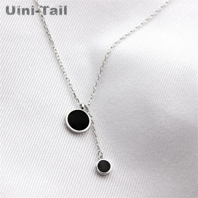Ожерелье Uini Tail из стерлингового серебра 925 пробы с черной эпоксидной смолой