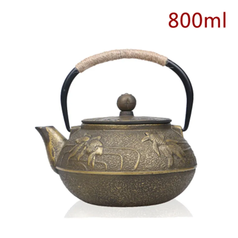 

Hot sale Japanese cast iron teapot Carbon furnace iron kettle KungFu tea Iron pot oxidized uncoated Goldfish Water Kettle 800ml