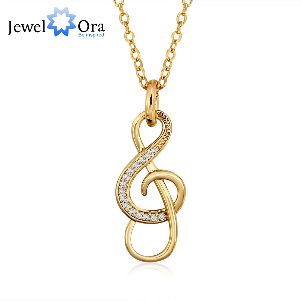 Музыкальные ожерелья и подвески в форме ноты из меди золотого цвета с кубическим