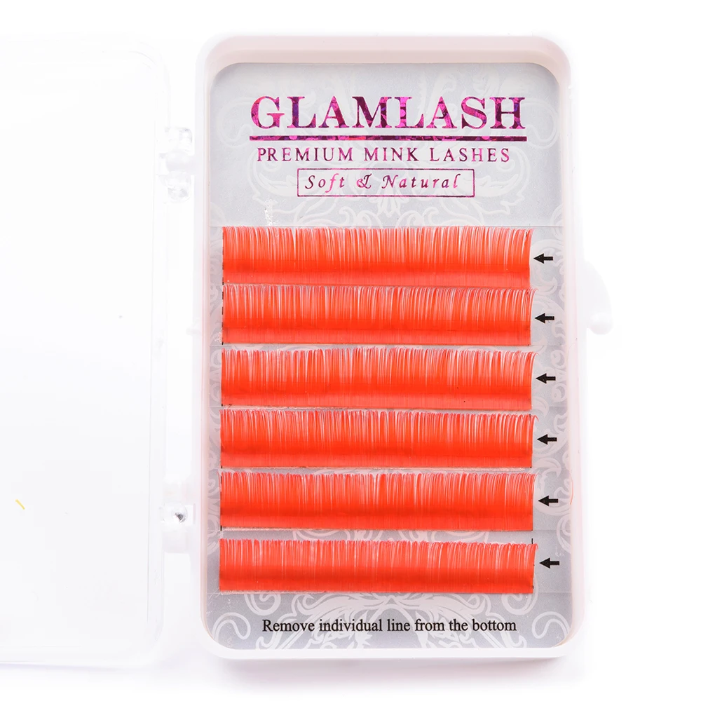 Ресницы для наращивания GLAMLASH 1 отдельные мягкие натуральные ресницы красного
