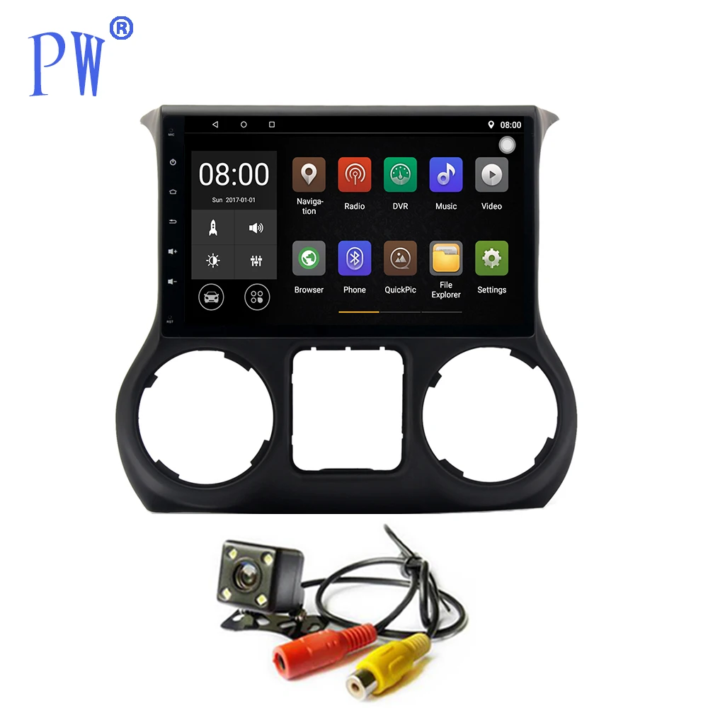 Android 7 1/8 0 Автомобильный GPS плеер Navi для Jeep Wrangler 2011 2016 Авто головное устройство без